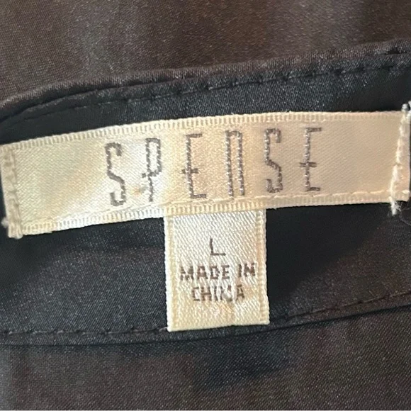 Spense Pleated Neckline Black Blouse With Fluttery Sleeves Women’s Size Large - Picture 5 of 7